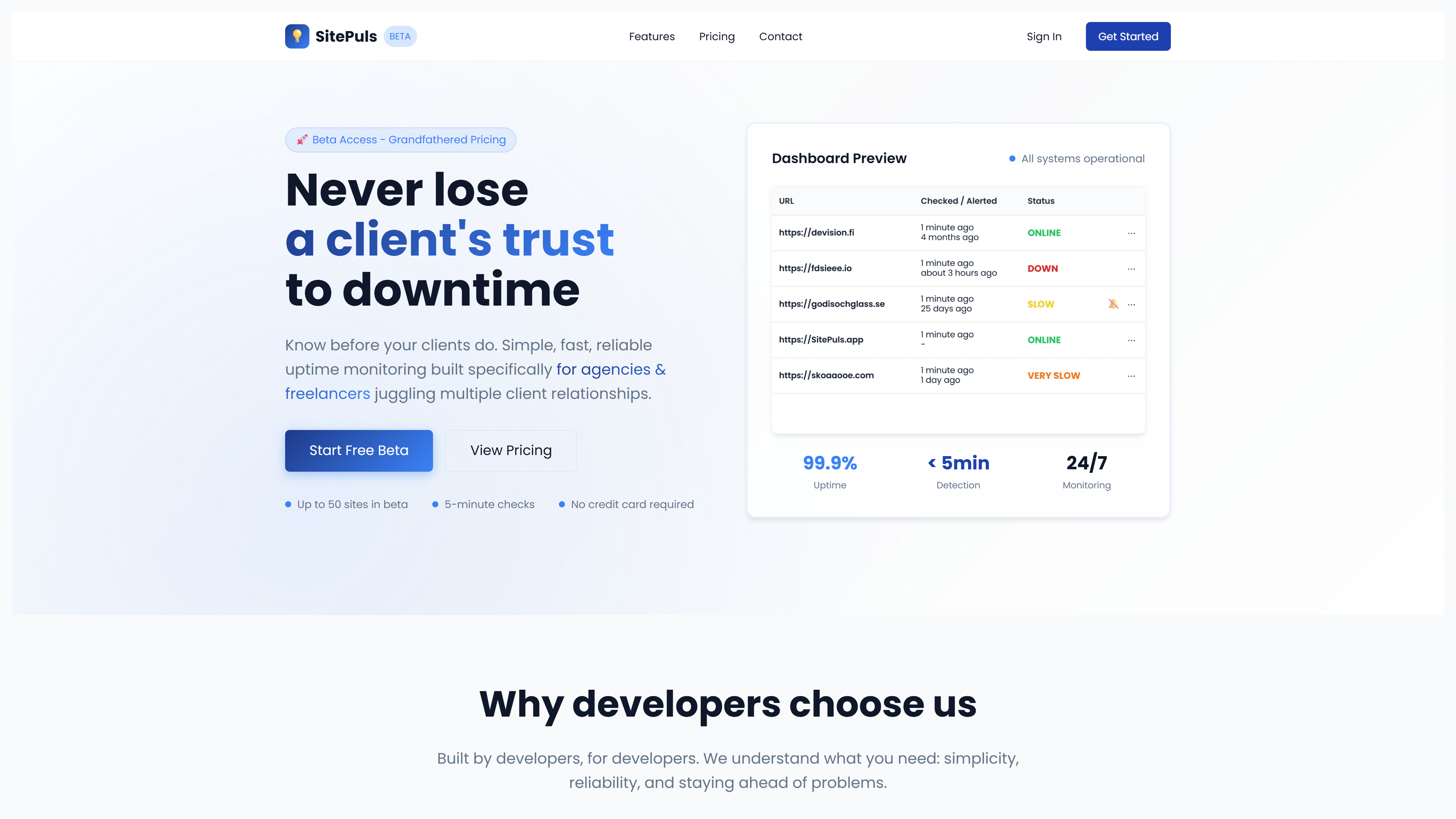 Media SitePuls (beta) - Màn hình thời gian hoạt động cho các trang web.Thiết lập miễn phí trong 30 giây. 3
