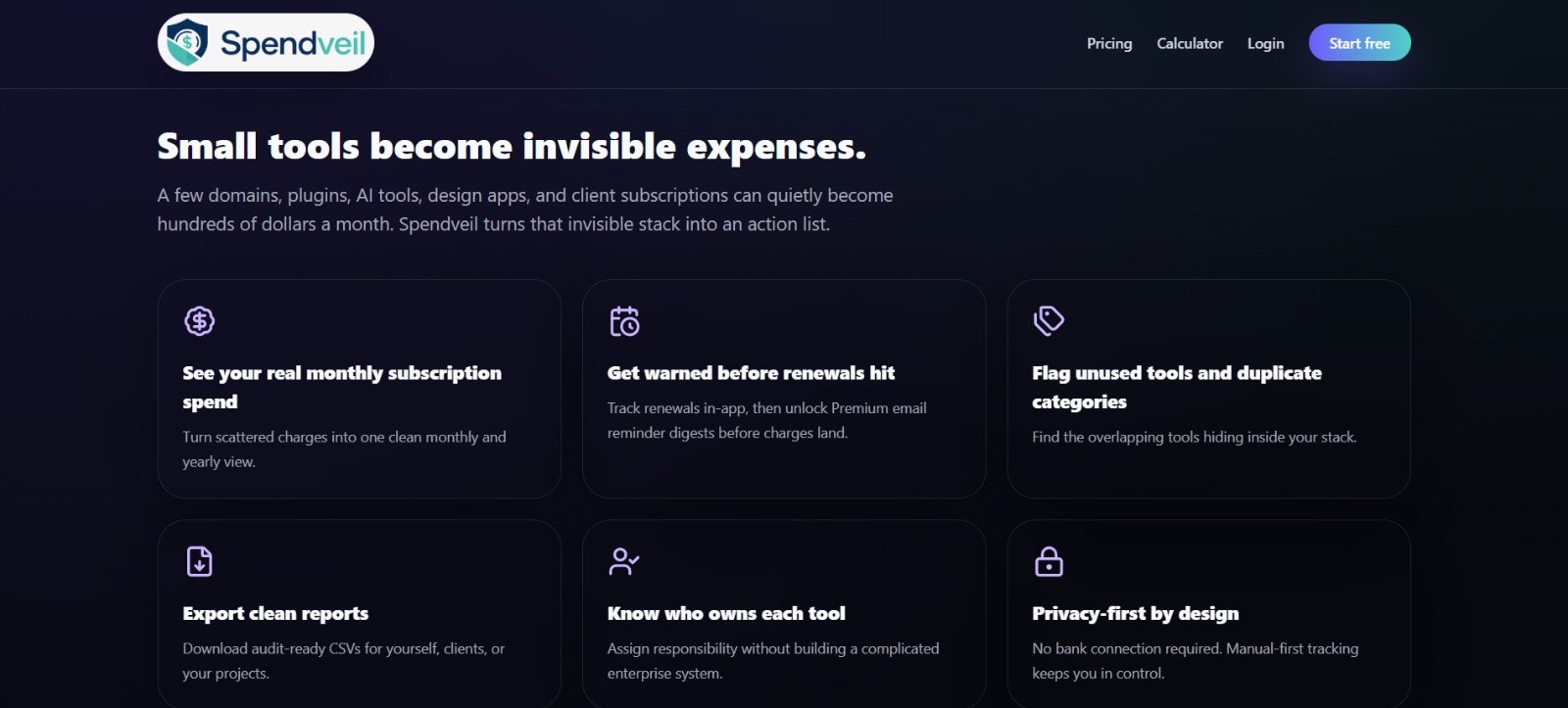 Spendveil — subscription tracker gallery image