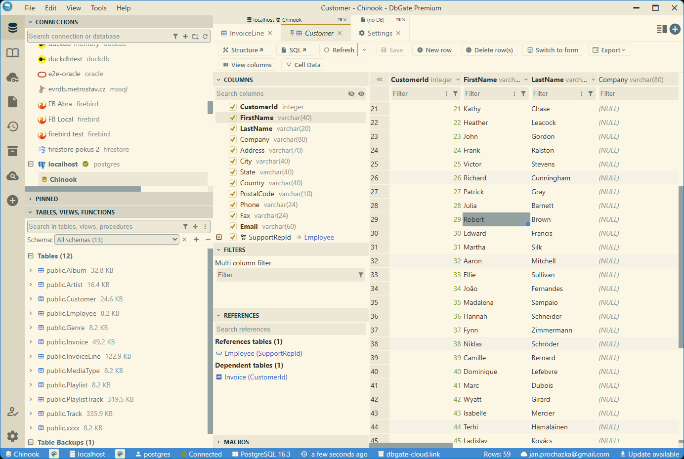 DbGate 7.0 - Main product screenshot demonstrating key features and user interface
