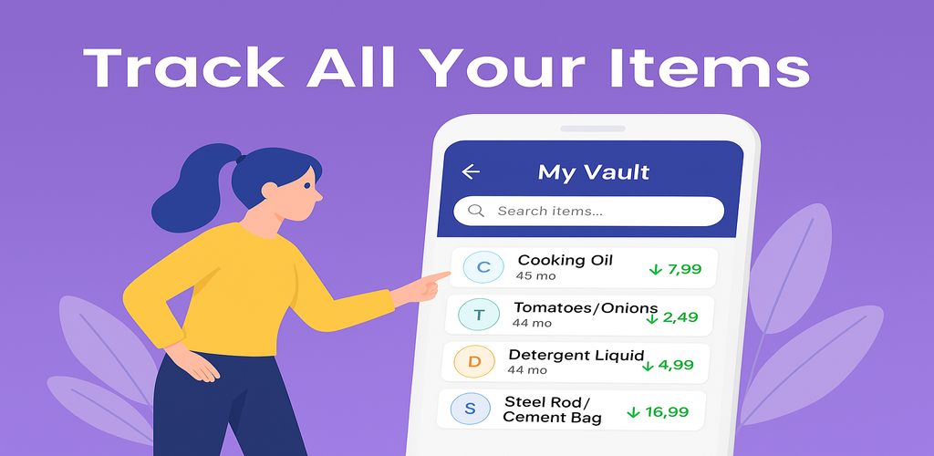 BuyVault – Track Purchases - Main product screenshot demonstrating key features and user interface