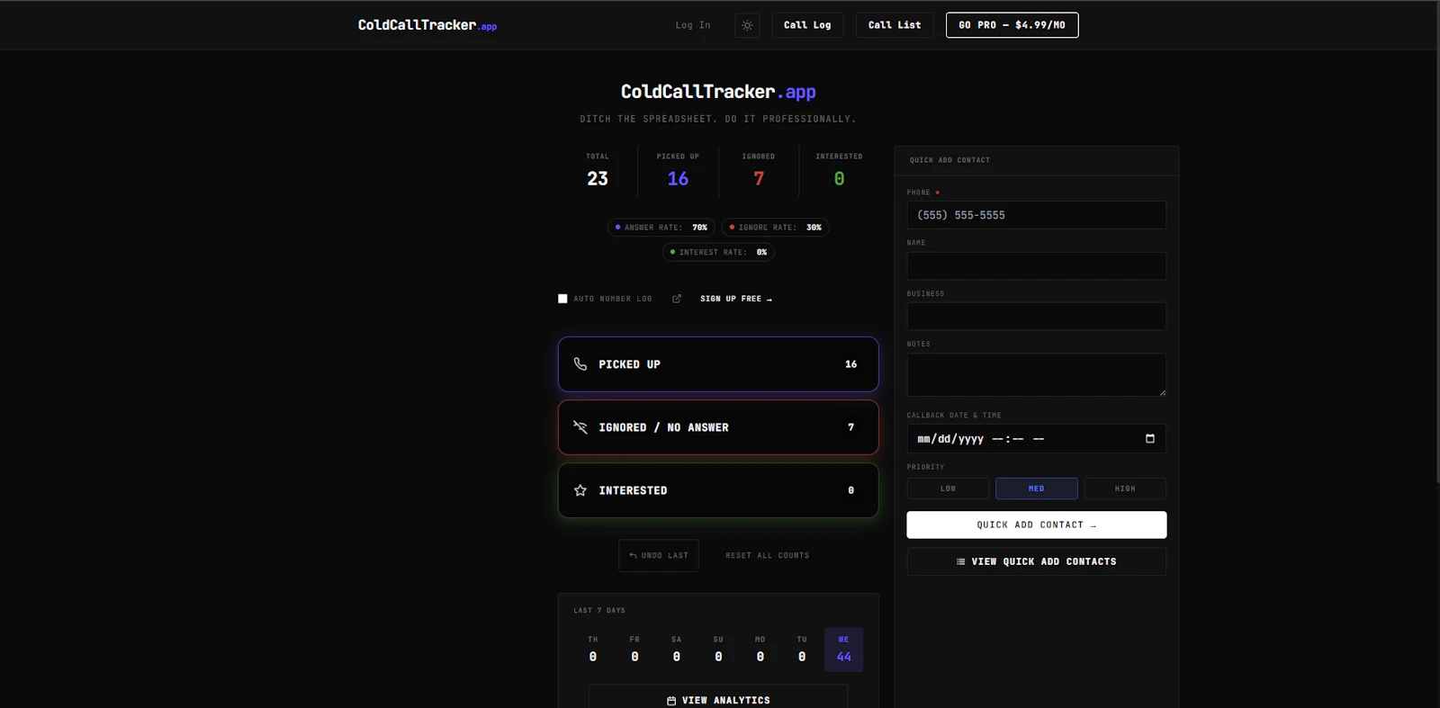 ColdCallTracker screenshot 1