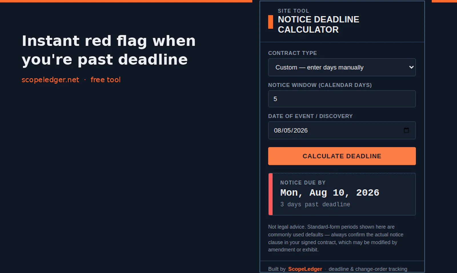 Notice Deadline Calculator screenshot 3