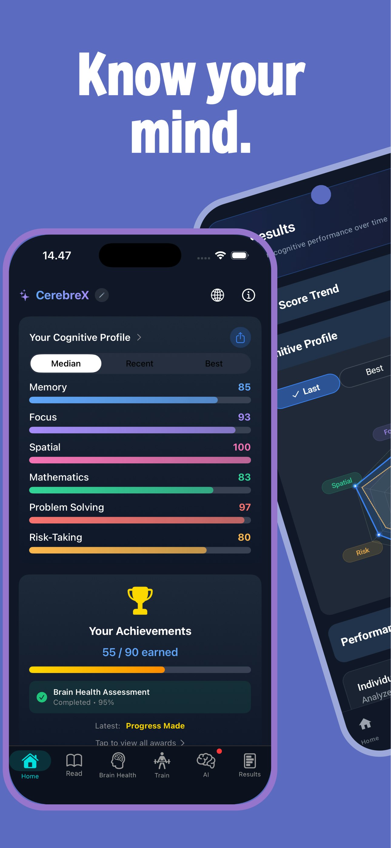 CerebreX - Brain Health - Main screenshot showing features and interface