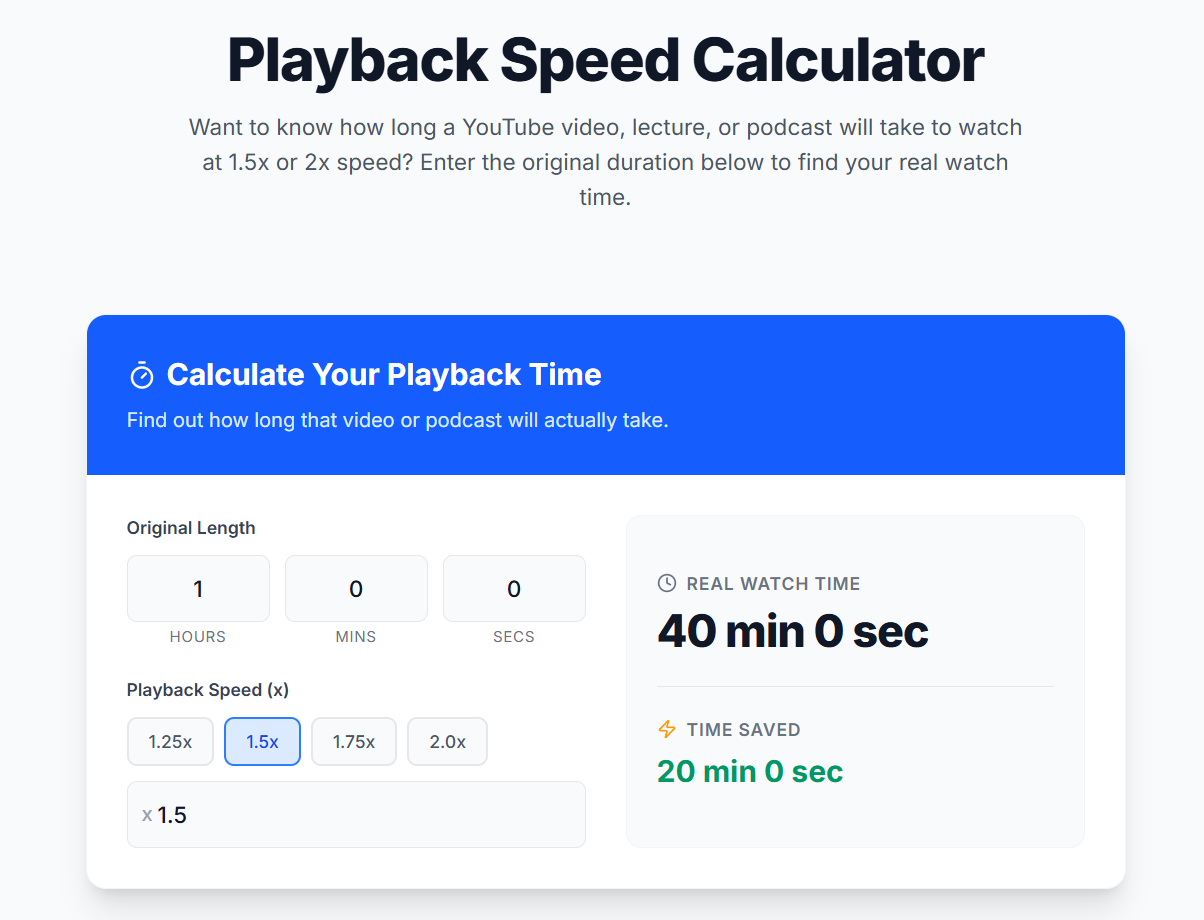 Playback Speed Calculator gallery image