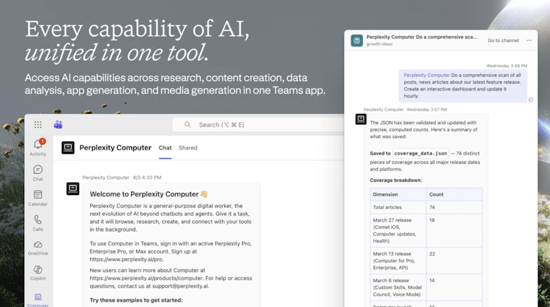Perplexity Computer in Microsoft Teams screenshot 4