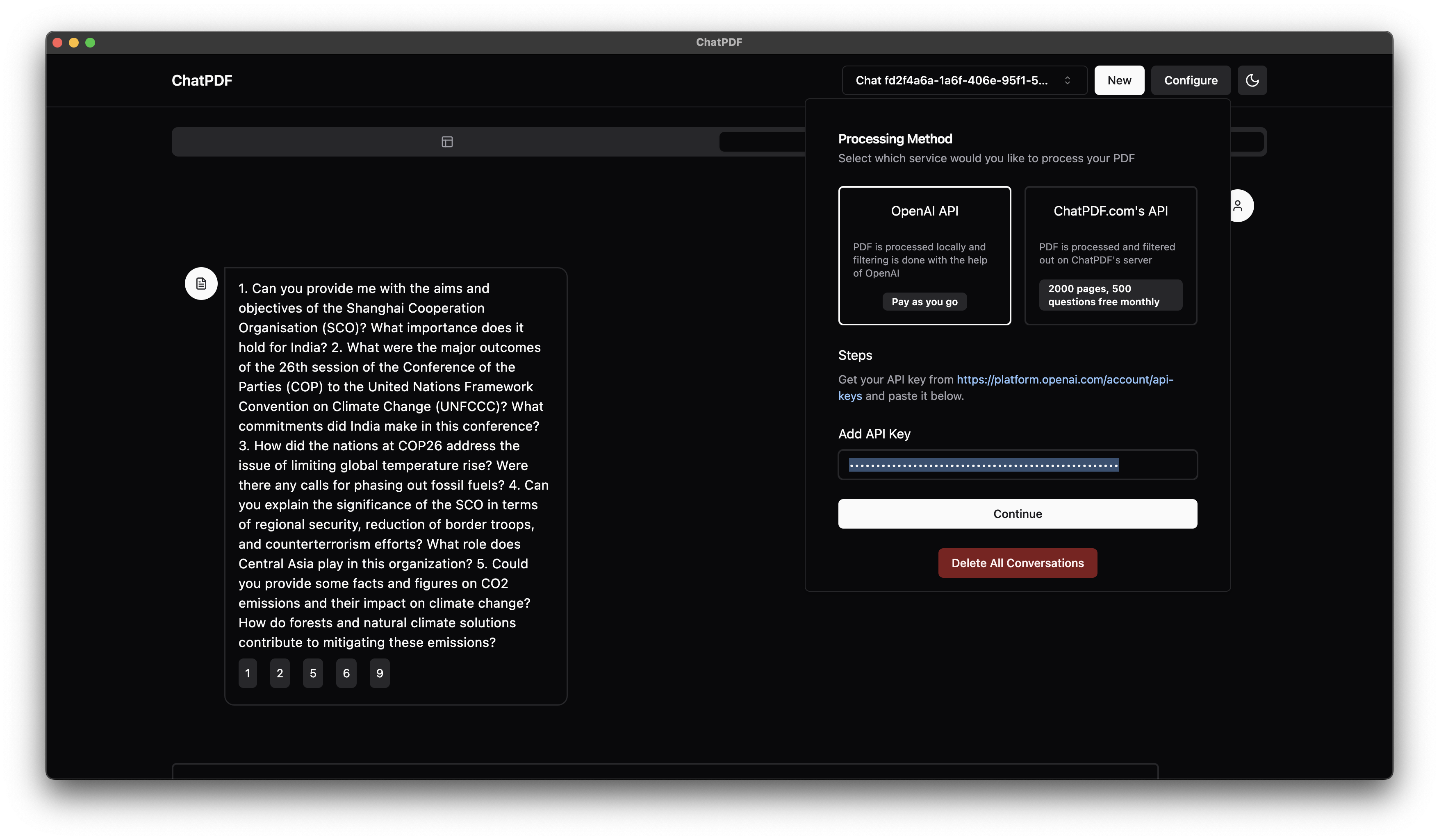 CHATPDF per desktop - [Scelta della chiave API] - CHATPDF su Mac, Win o Linux con chiave API OpenAI/CHATPDF media 2