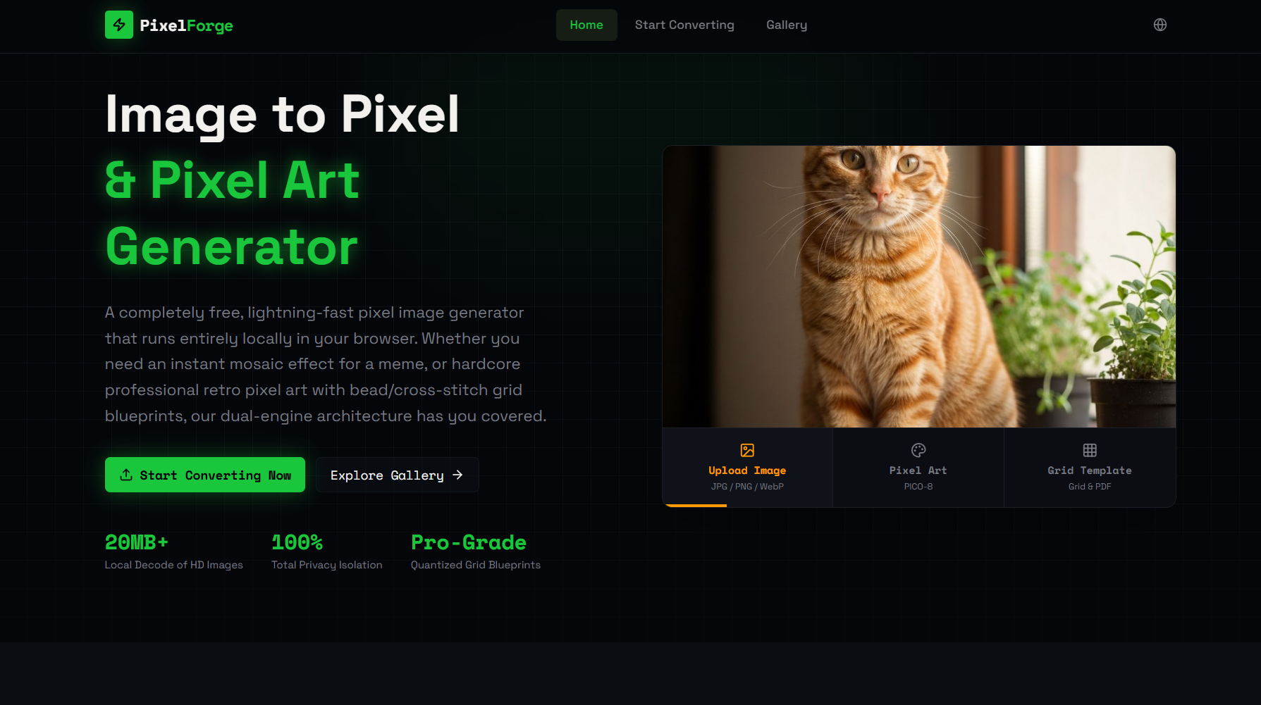 Image to Pixel Art - Main product screenshot demonstrating key features and user interface