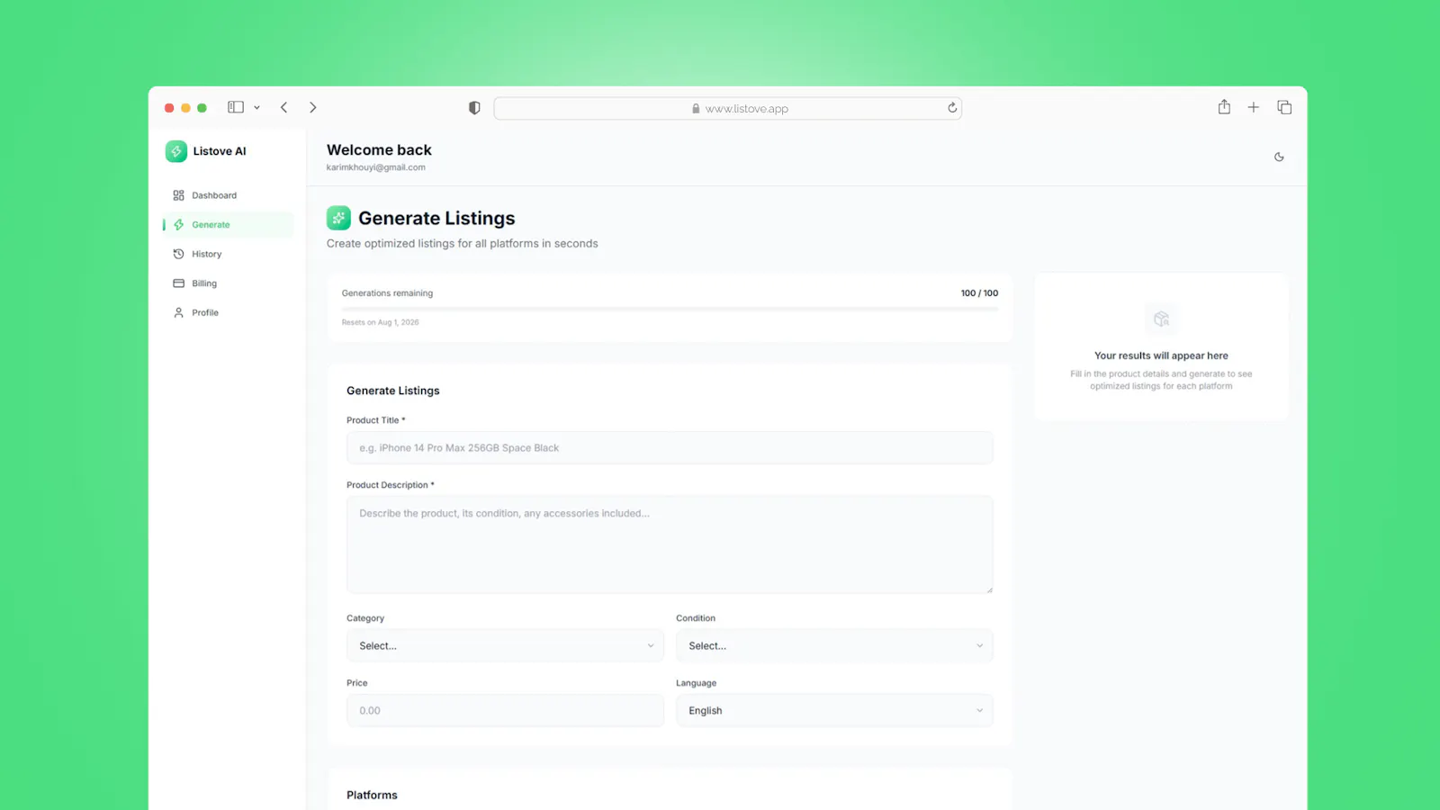 Listove AI screenshot 2