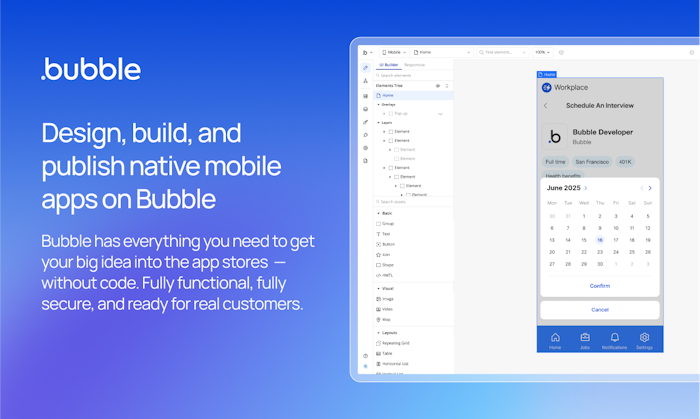 Bubble for native mobile apps (beta)产品图