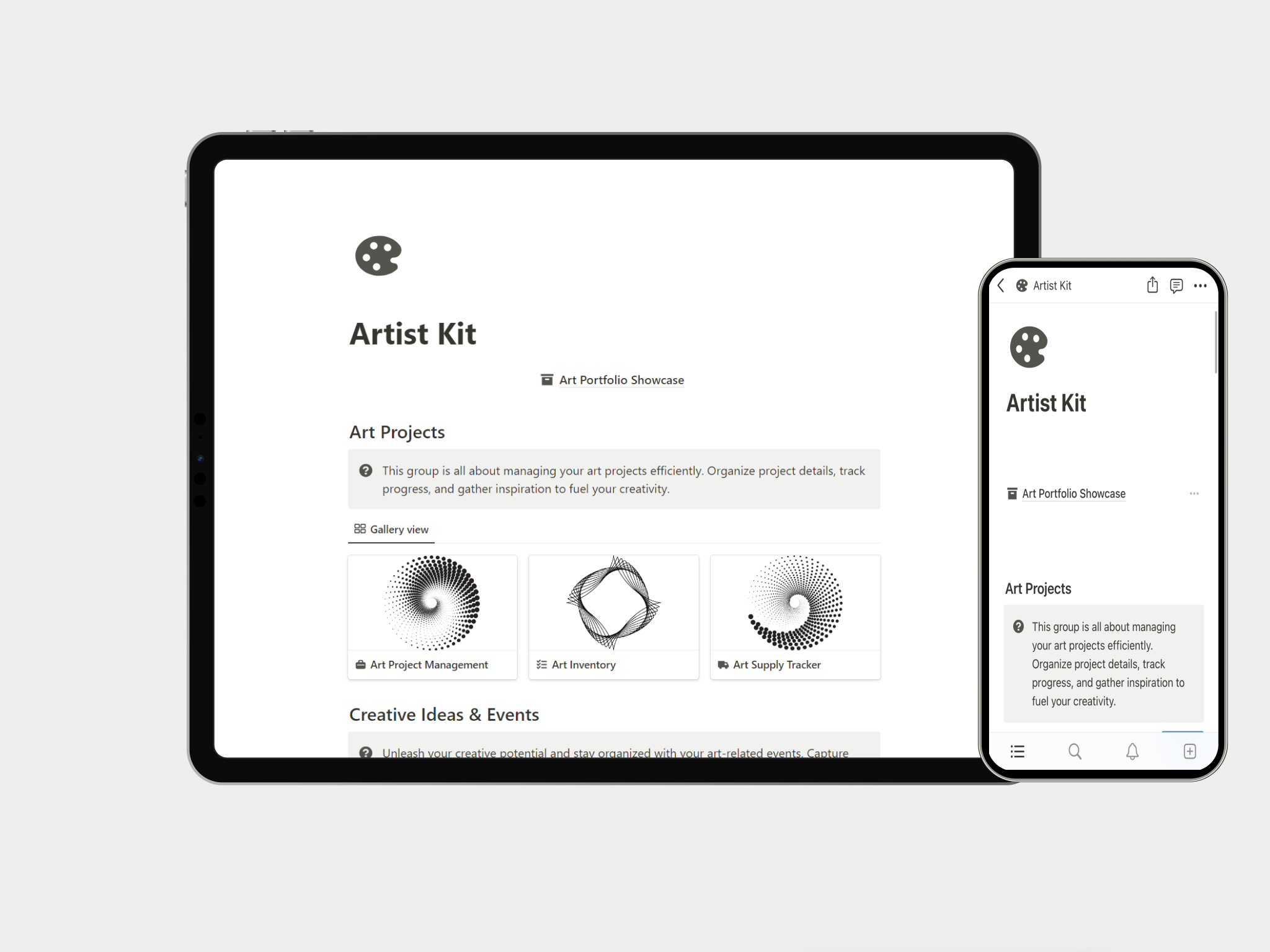 Média Kit d'artiste de notion - Élevez le talent artistique: organiser, créer, présenter. 4