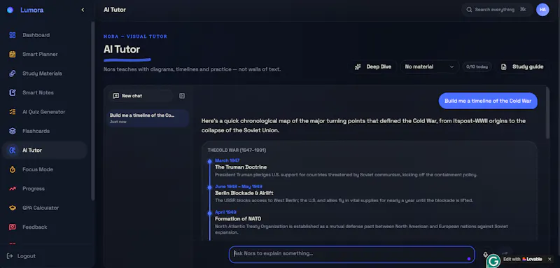 Lumora — Study workspace for students screenshot 2