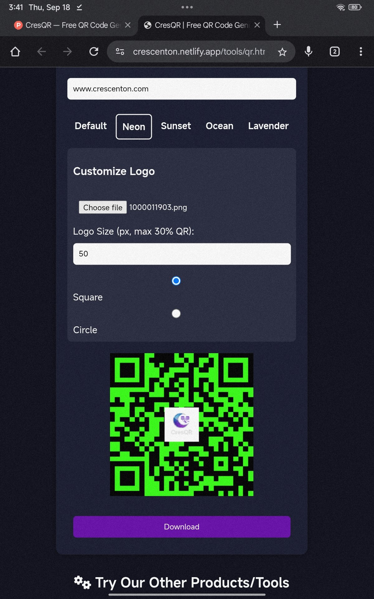 Cresqr - Benutzerdefinierte Logo -QR -Codes mit Schutz. Medien 8