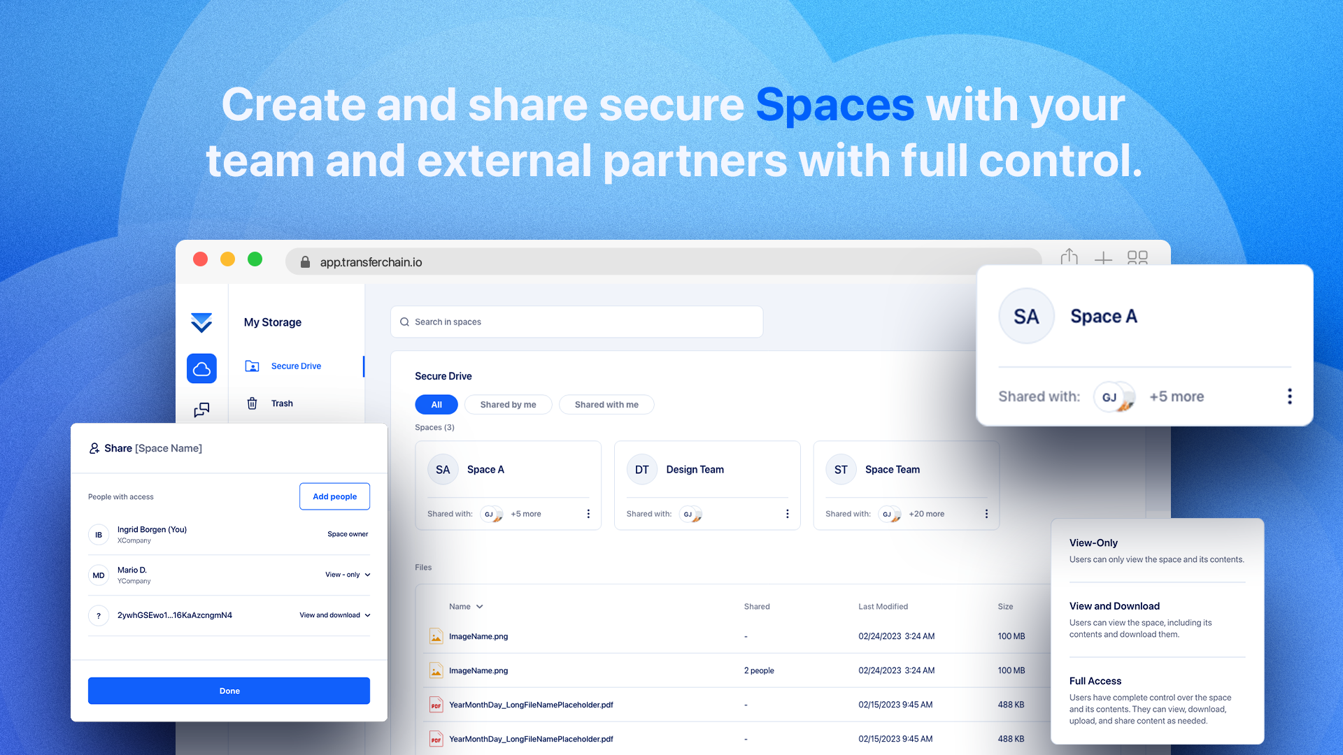 TransferChain Drive - Безопасное и частное облачное хранилище и обмен файлами медиа 2
