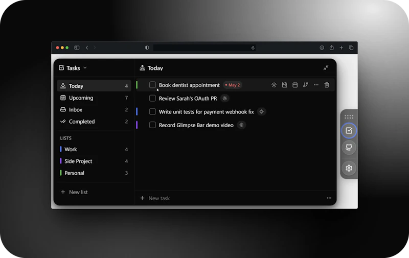 Glimpse Bar screenshot 1