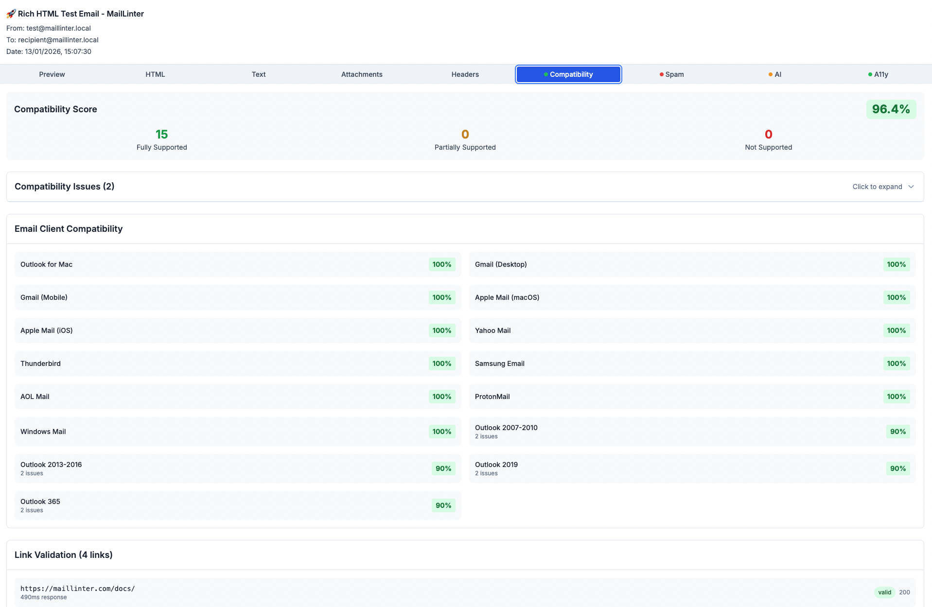 MailLinter - Screenshot 3 showing product features and functionality