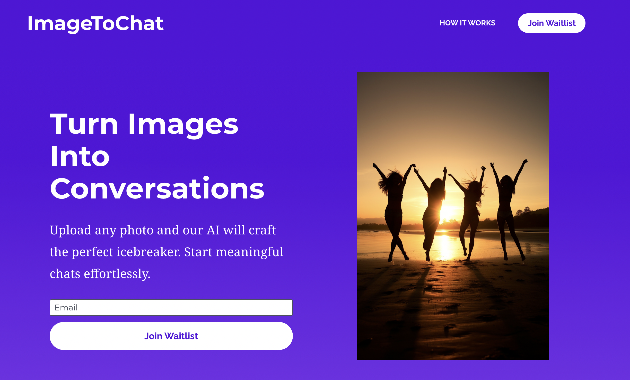 startuptile ImageToChat AI-Upload a photo our AI will craft the perfect icebreaker