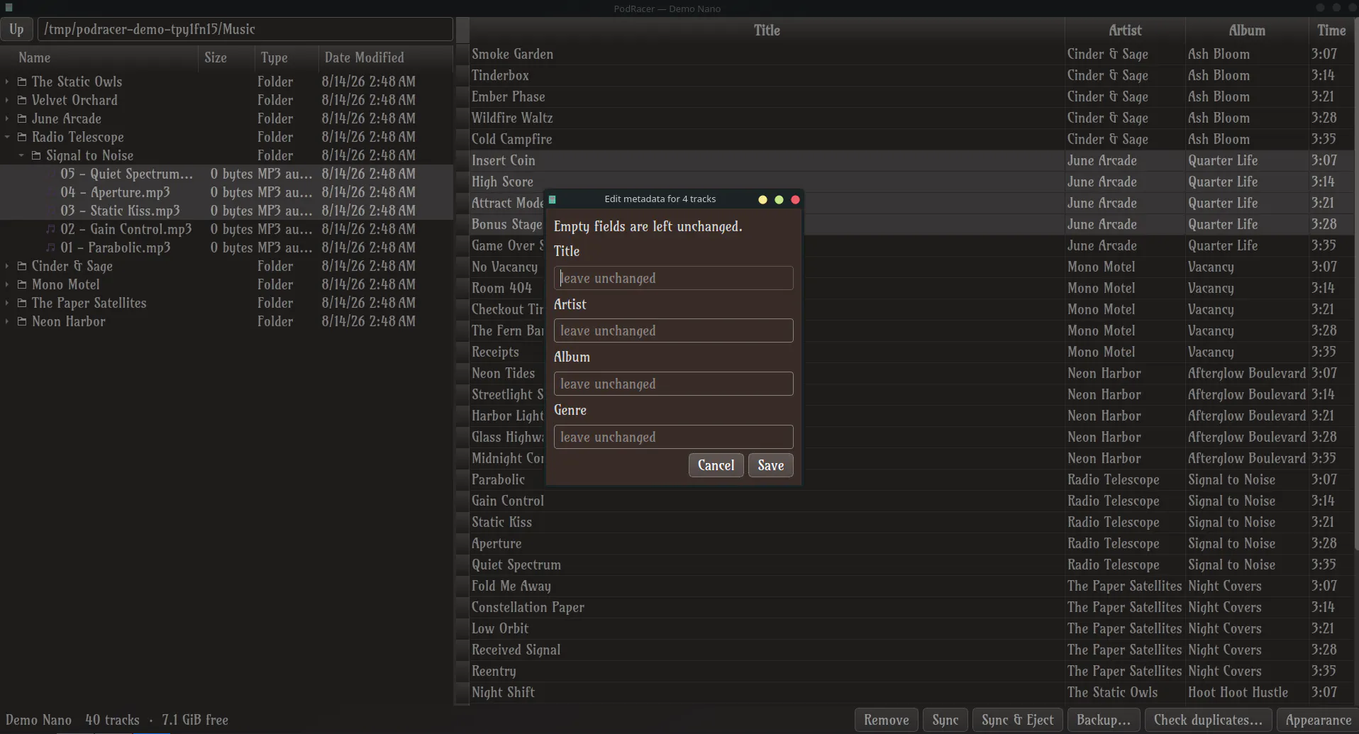 PodRacer: Manage your iPod on Linux. gallery image