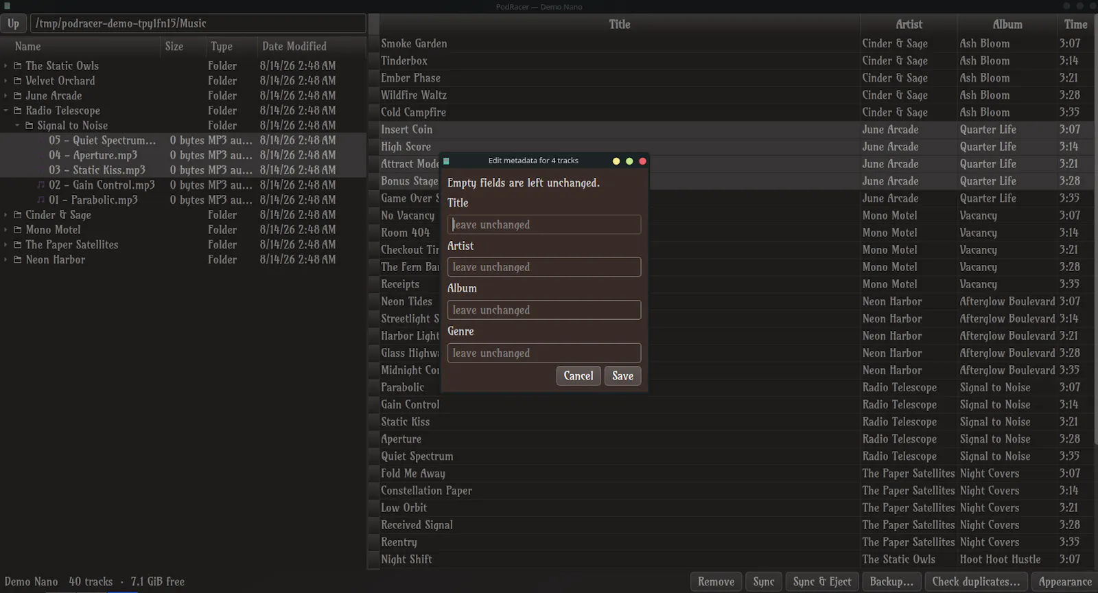 PodRacer: Manage your iPod on Linux. screenshot 5