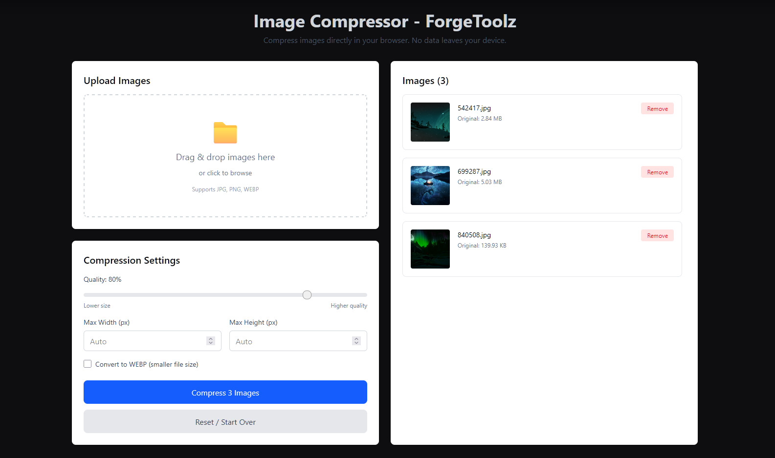 Batch Image Compressor - ForgeToolz gallery image