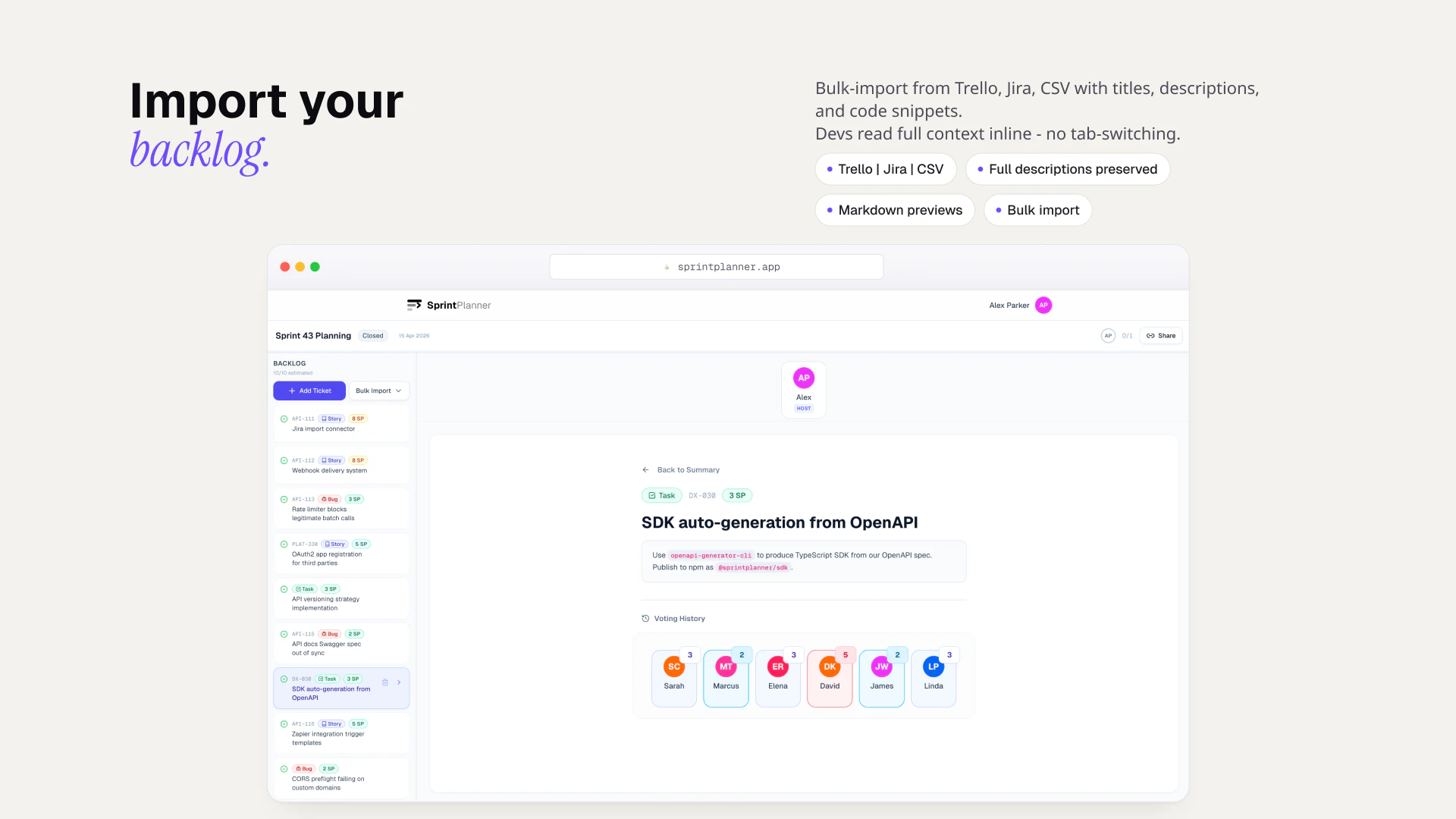 SprintPlanner screenshot 2