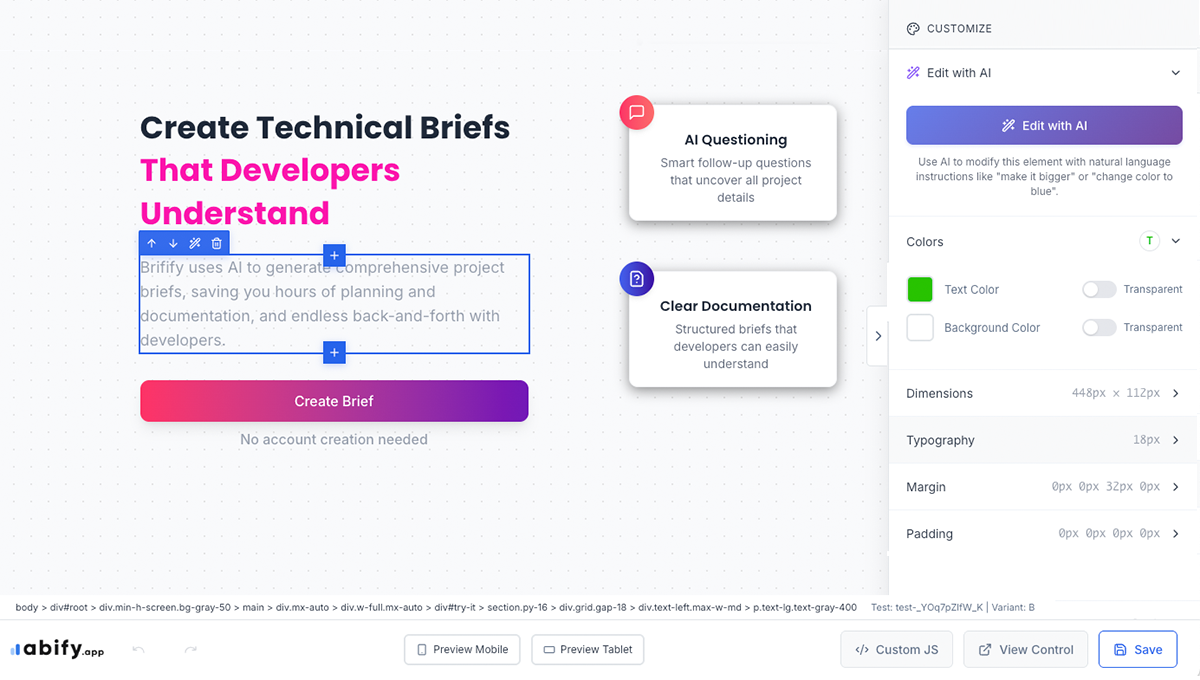 Abify - Screenshot 5 showing product features and functionality