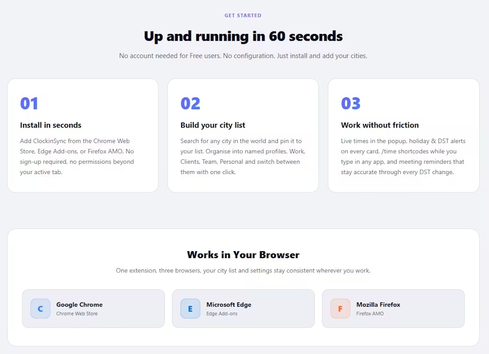 ClockinSync - Smart Timezone Extension gallery image