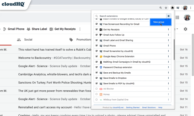 Chrome Extension Manager by cloudHQ gallery image