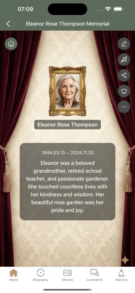 Memorial - Screenshot 2 showing product features and functionality