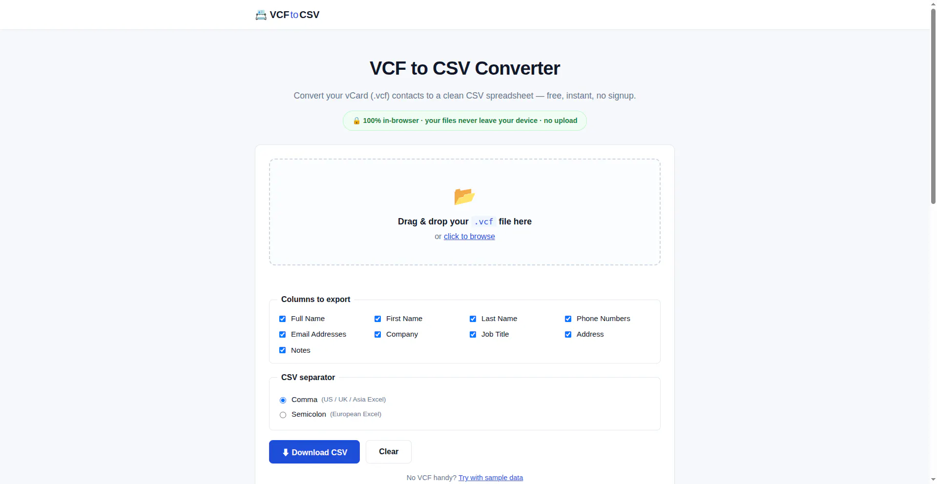 VCF to CSV Converter gallery image