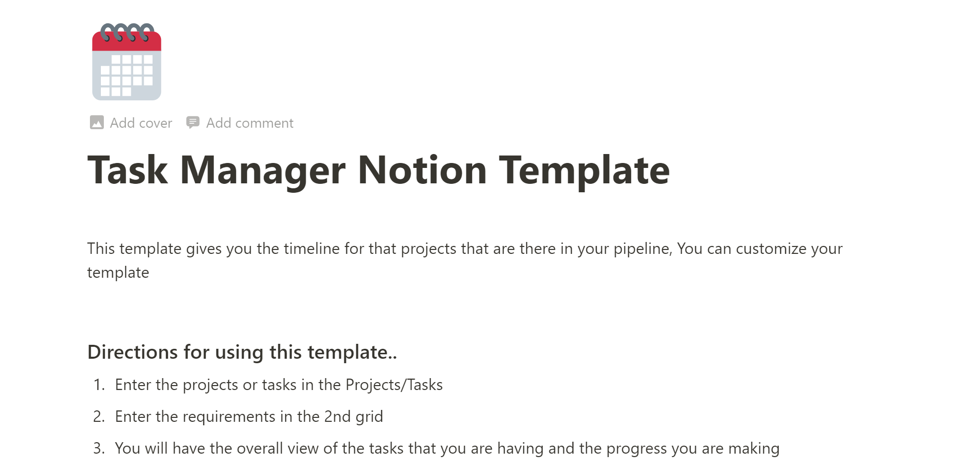 Task Manager Notion Template