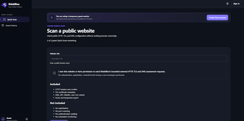 ShieldRun - Web Security Monitoring screenshot 2
