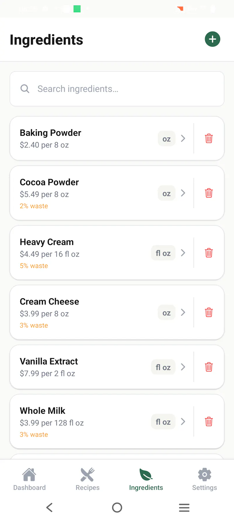CostMyDish screenshot 2