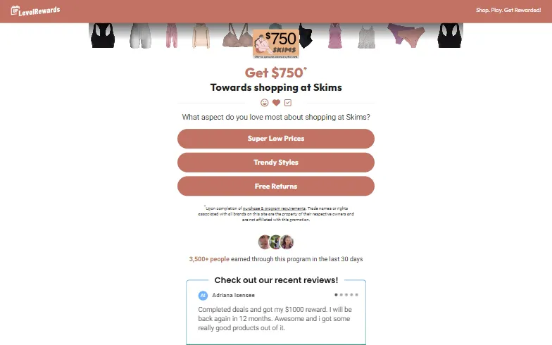 Rewards US - Skims $750 Shopping HOT