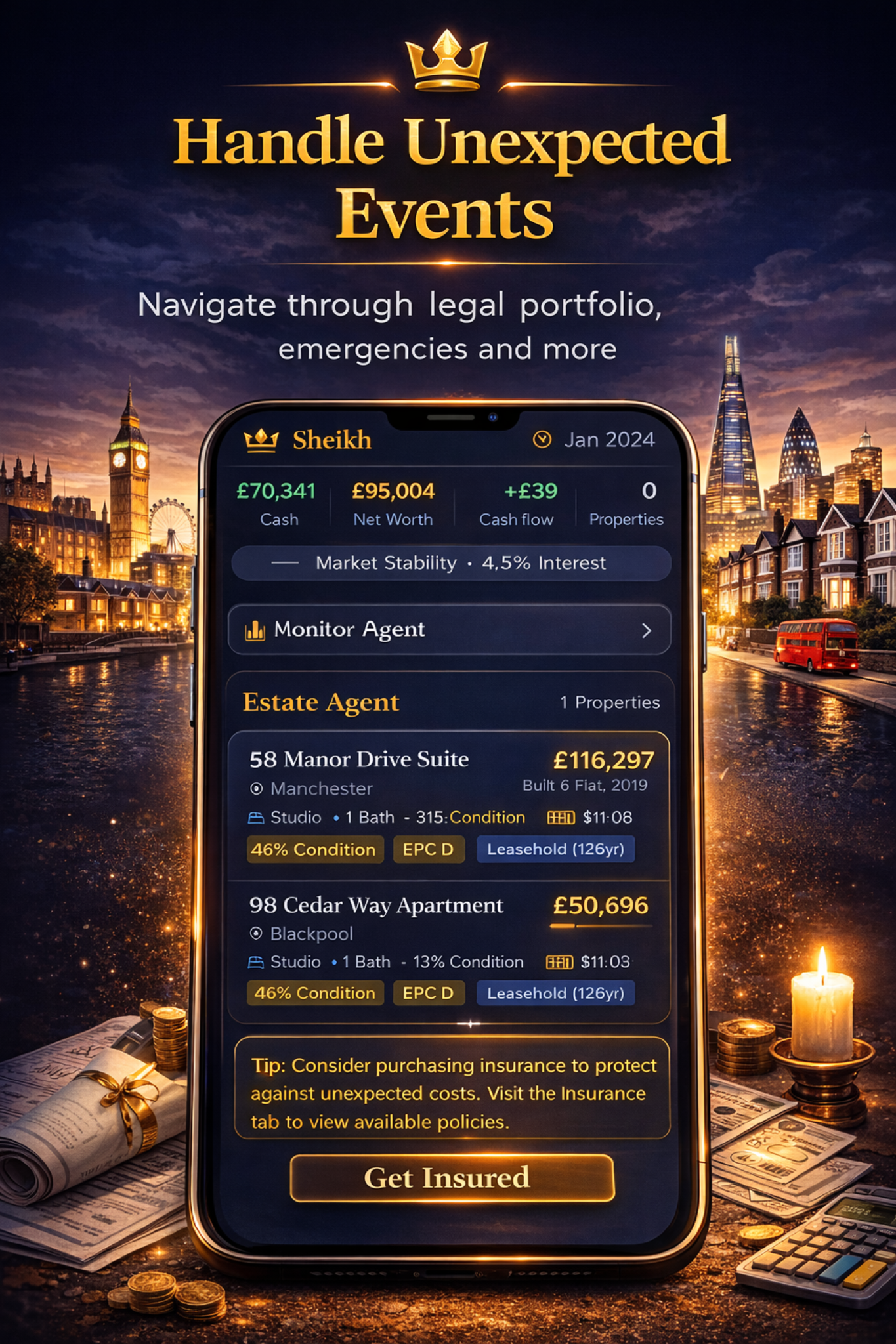 UK Property Tycoon - Screenshot 3 showing product features and functionality