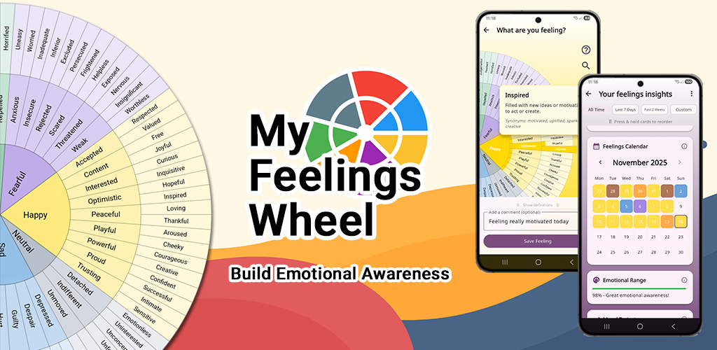 My Feelings Wheel - Main product screenshot demonstrating key features and user interface