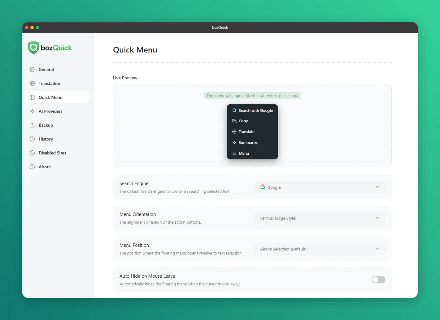 bozQuick – Selected Text Quick Actions gallery image