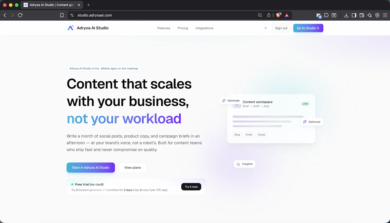 Adryxa AI Studio screenshot 2