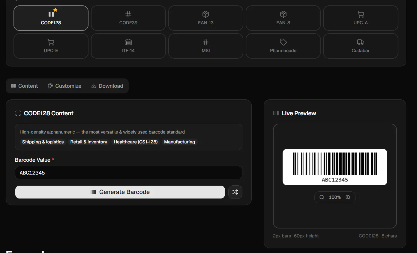 Barcode Generator screenshot
