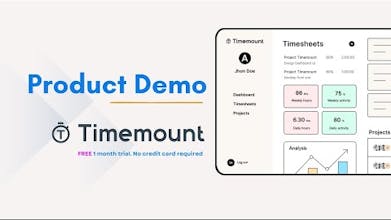 Timemount 데스크톱 앱 인터페이스는 프로젝트 생성 및 작업 할당을 표시합니다.