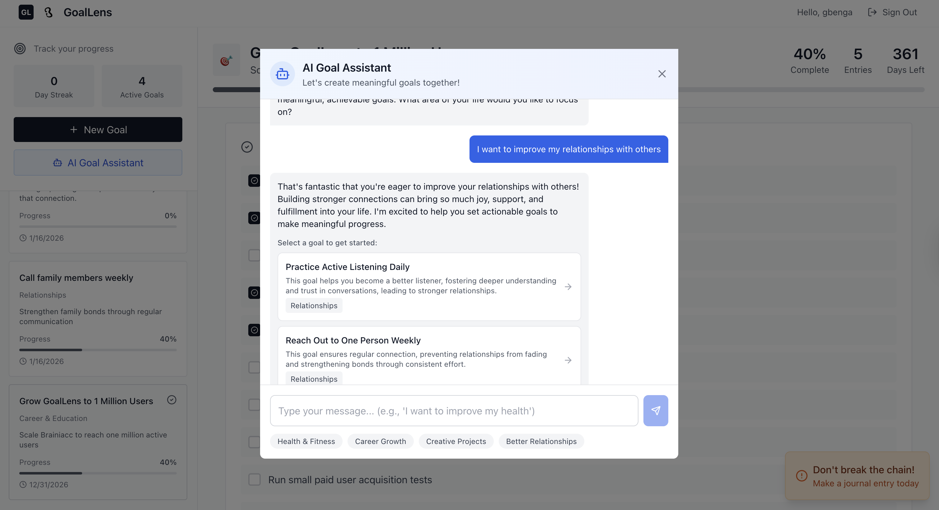 GoalLens - Screenshot 3 showing product features and functionality