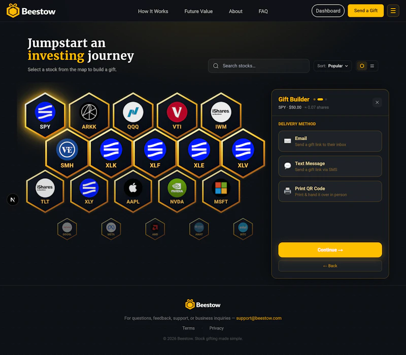 Beestow — Gift Stocks Instantly  screenshot 1