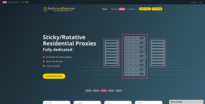 buypersonalproxy.com - Main screenshot showing features and interface