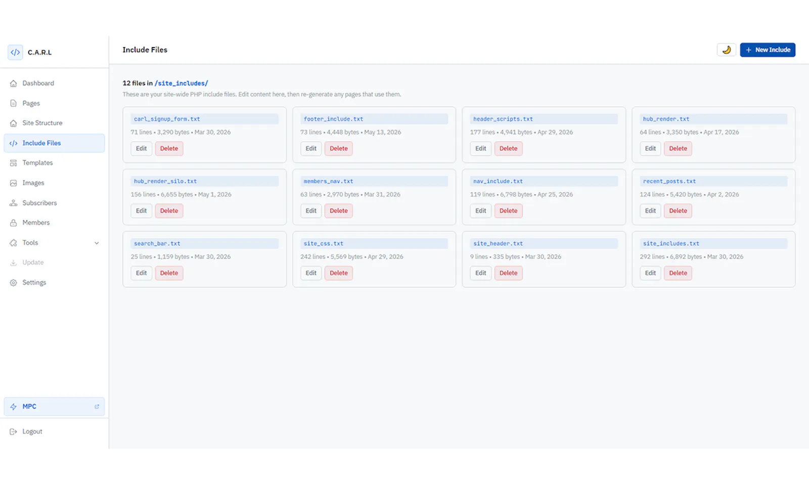 C.A.R.L CMS screenshot 5