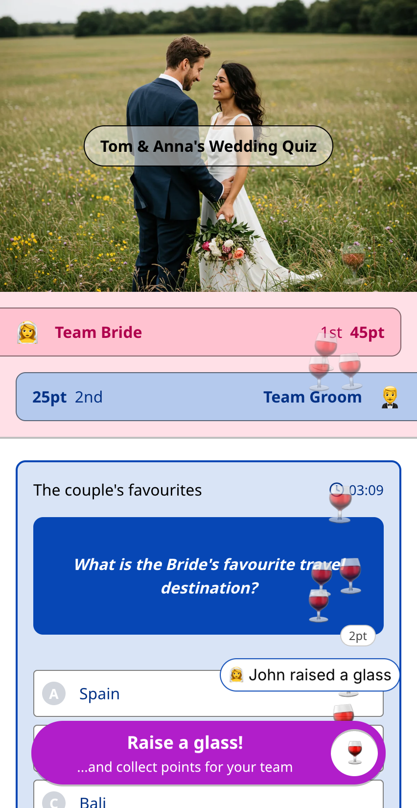 Mídia 4 de Quiz seus convidados - O único jogo de curiosidades feito para recepções de casamento