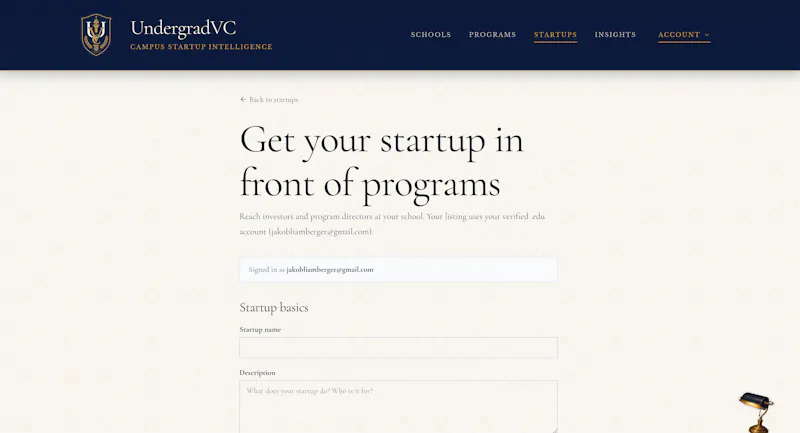 UndergradVC- Campus Startup Intelligence screenshot 8