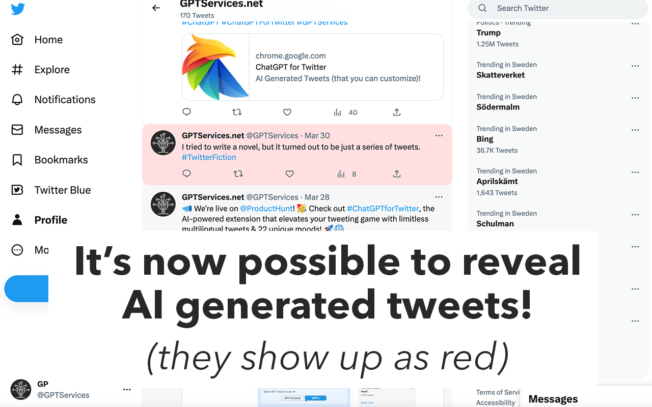 Média Chatgpt pour Twitter - Révenez les tweets générés par l'IA (et générez le vôtre)! 2
