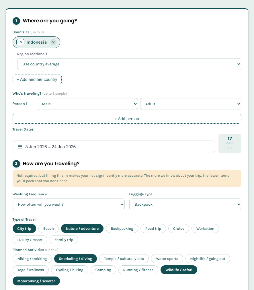 Packing List Generator for travelers gallery image