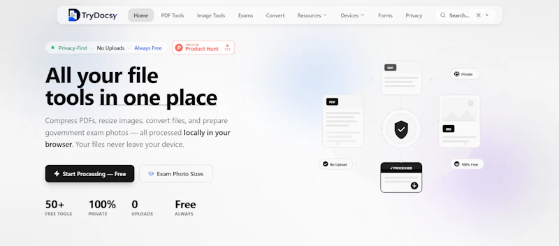 TryDocsy-Modern File Tools, Zero Uploads screenshot 2