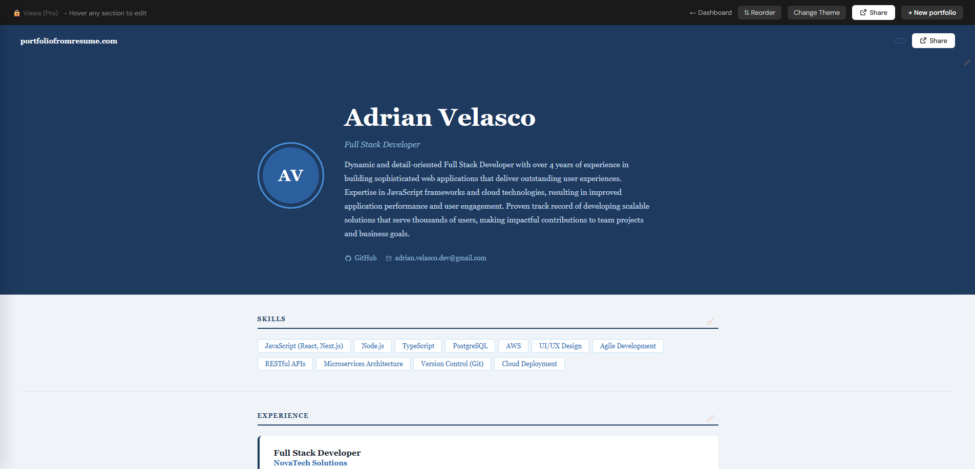 Portfolio From Resume gallery image