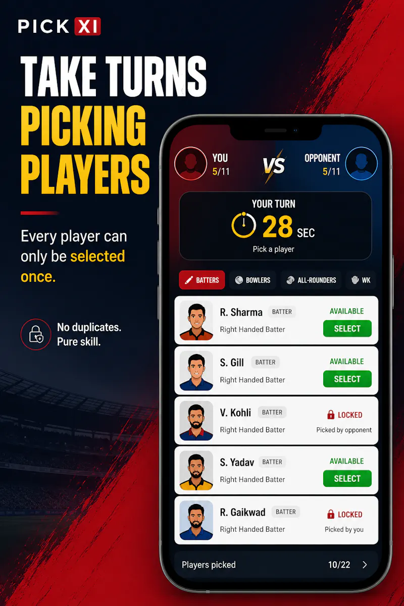 PickXI: 1v1 Fantasy Cricket screenshot 4